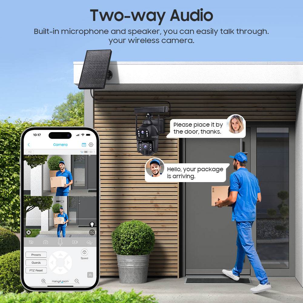 536AOV 24/7 Recording 4G Solar Camera 6MP Wireless WiFi Camera Auto Monitoring 10W Solar panel 20100mAh battery IP66