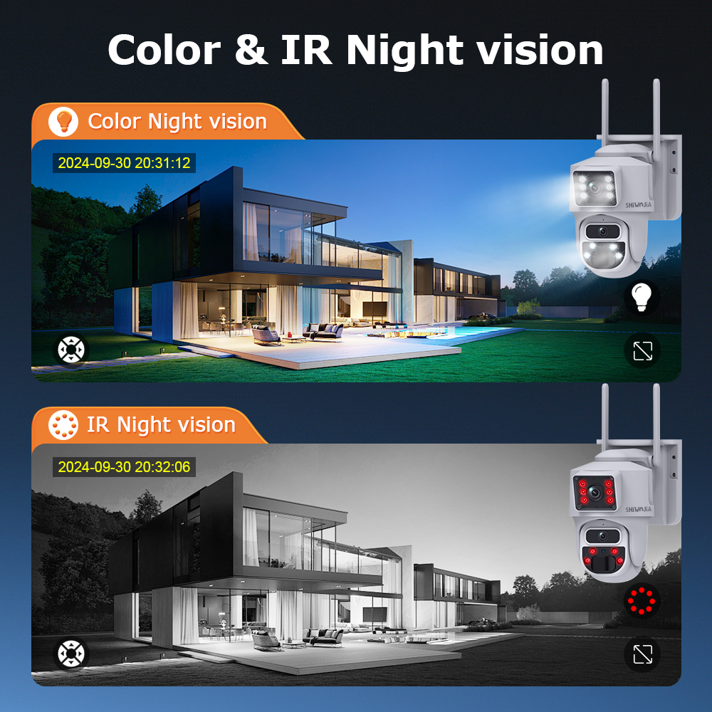 SHIWOJIA 6MP Solar Panel Wifi 12X CCTV PTZ Camera Outdoor Dual Screen 3K Security Battery Power Solar Powered Network Camera