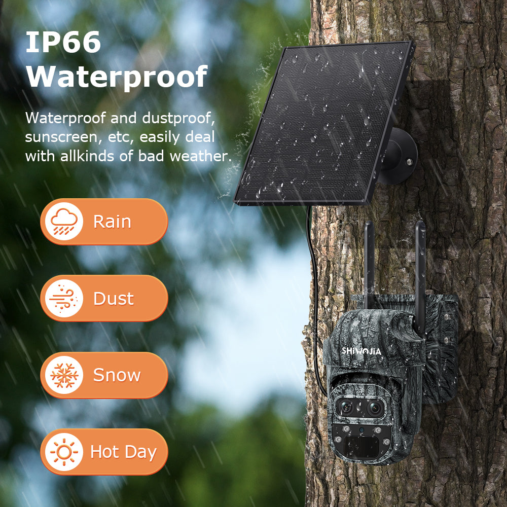 527 6MP Solar Powered 4G/WiFi PTZ Dual Lens 12X Zoom IP66 Night Vision Camera