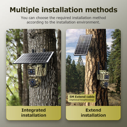 SHIWOJIA 6MP 4G With GPS Location Camouflage Color Dual Lens Solar Battery PTZ Camera Support PIR Detection Wake Built In 12000mAh Battery