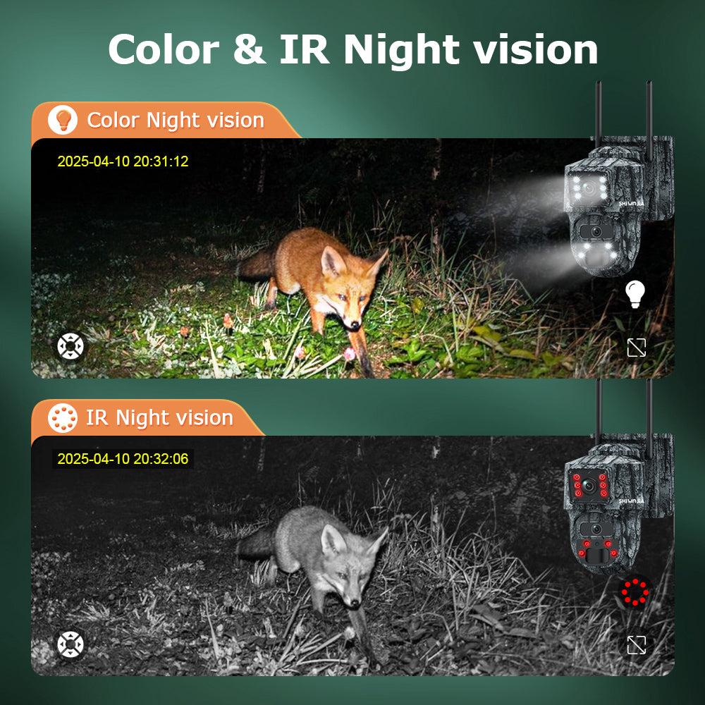 SHIWOJIA 537C 6MP Solar Powered Security Camera 24/7 HD Night Vision Motion Detection Outdoor Surveillance