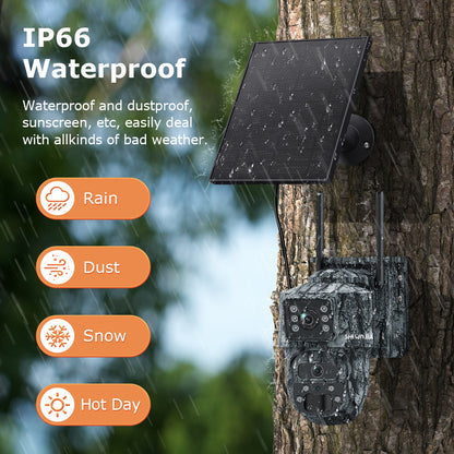 SHIWOJIA 537C 6MP Solar Powered Security Camera 24/7 HD Night Vision Motion Detection Outdoor Surveillance