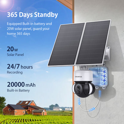 SHIWOJIA 3MP Solar Camera 4G SIM / WIFI Security Outdoor Recording Humanoid Tracking 20W 24/7 hours Solar Battery Floodlight PTZ Camera 