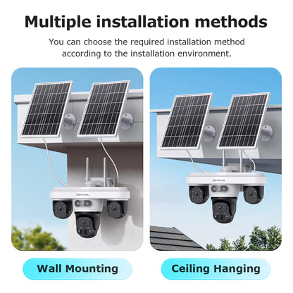 SHIWOJIA 563AOV 9MP Solar Camera 4G SIM Thress Screen WIFI Wireless Outdoor Security PTZ Camera 7/24 Hour Video Recording UBOXPRO