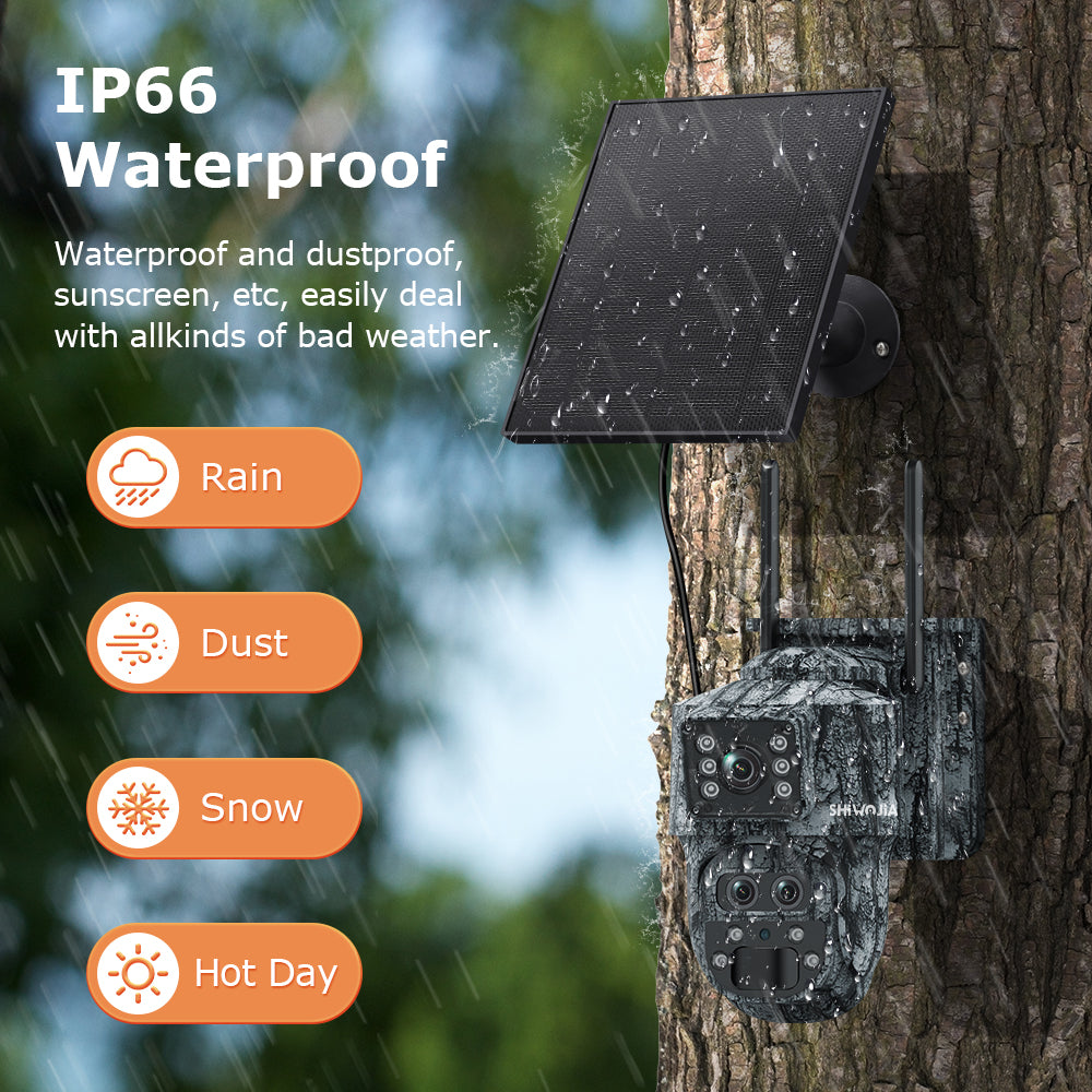 SHIWOJIA 537 15X 4G/WiFi Solar-Powered PTZ Camera – 4K U-Box Triple Lens with Night Vision & CMOS Sensor for Outdoor Security