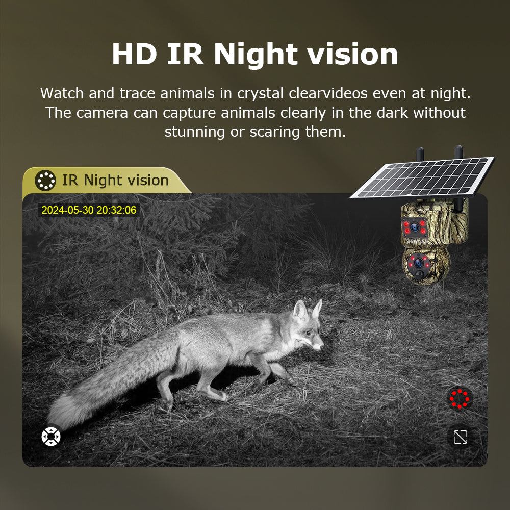 SHIWOJIA 6MP Solar Camera 4G SIM / WIFI Security Outdoor Camouflage Color Dual Lens Solar Battery PTZ Camera 