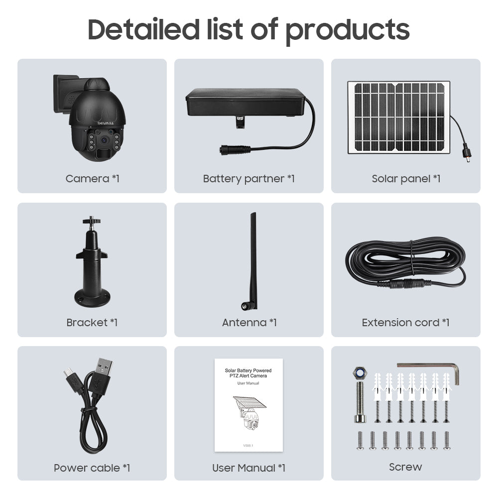 SHIWOJIA 4G SIM / WIFI IP67 HD 3MP Solar Panel Outdoor Monitoring CCTV Camera Smart Home Intrusion Alarm Built-in Battery