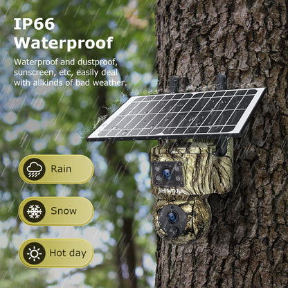 SHIWOJIA 6MP Solar Camera 4G SIM / WIFI Security Outdoor Camouflage Color Dual Lens Solar Battery PTZ Camera 