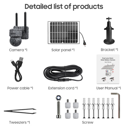 SHIWOJIA 6MP Solar Cameras 4G SIM / WIFI Wireless Outdoor 360° View Animal Monitoring Camouflage Color 12X Zoom Solar Battery PTZ Camera
