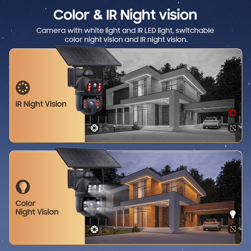 536AOV 24/7 Recording 4G Solar Camera 6MP Wireless WiFi Camera Auto Monitoring 10W Solar panel 20100mAh battery IP66