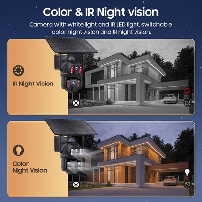 536AOV 24/7 Recording 4G Solar Camera 6MP Wireless WiFi Camera Auto Monitoring 10W Solar panel 20100mAh battery IP66