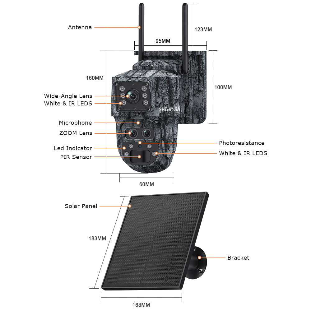 SHIWOJIA 537 15X 4G/WiFi Solar-Powered PTZ Camera – 4K U-Box Triple Lens with Night Vision & CMOS Sensor for Outdoor Security