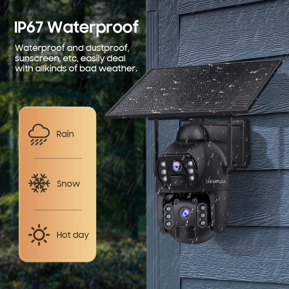 536AOV 24/7 Recording 4G Solar Camera 6MP Wireless WiFi Camera Auto Monitoring 10W Solar panel 20100mAh battery IP66