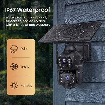 536AOV 24/7 Recording 4G Solar Camera 6MP Wireless WiFi Camera Auto Monitoring 10W Solar panel 20100mAh battery IP66