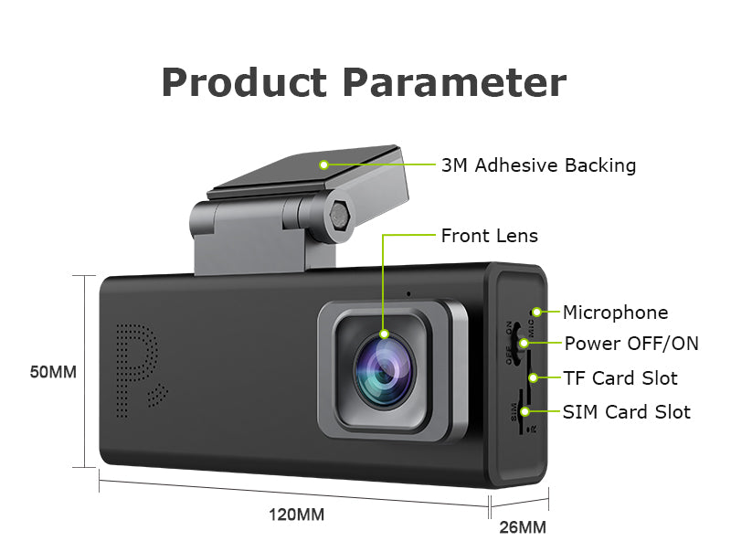 4G AOV Vehicle Security Camera GPS 1080P CMOS Dual Lens AI Radar Detection Night Vision 24/7 Parking Monitoring Car Dash