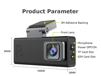 4G AOV Vehicle Security Camera GPS 1080P CMOS Dual Lens AI Radar Detection Night Vision 24/7 Parking Monitoring Car Dash