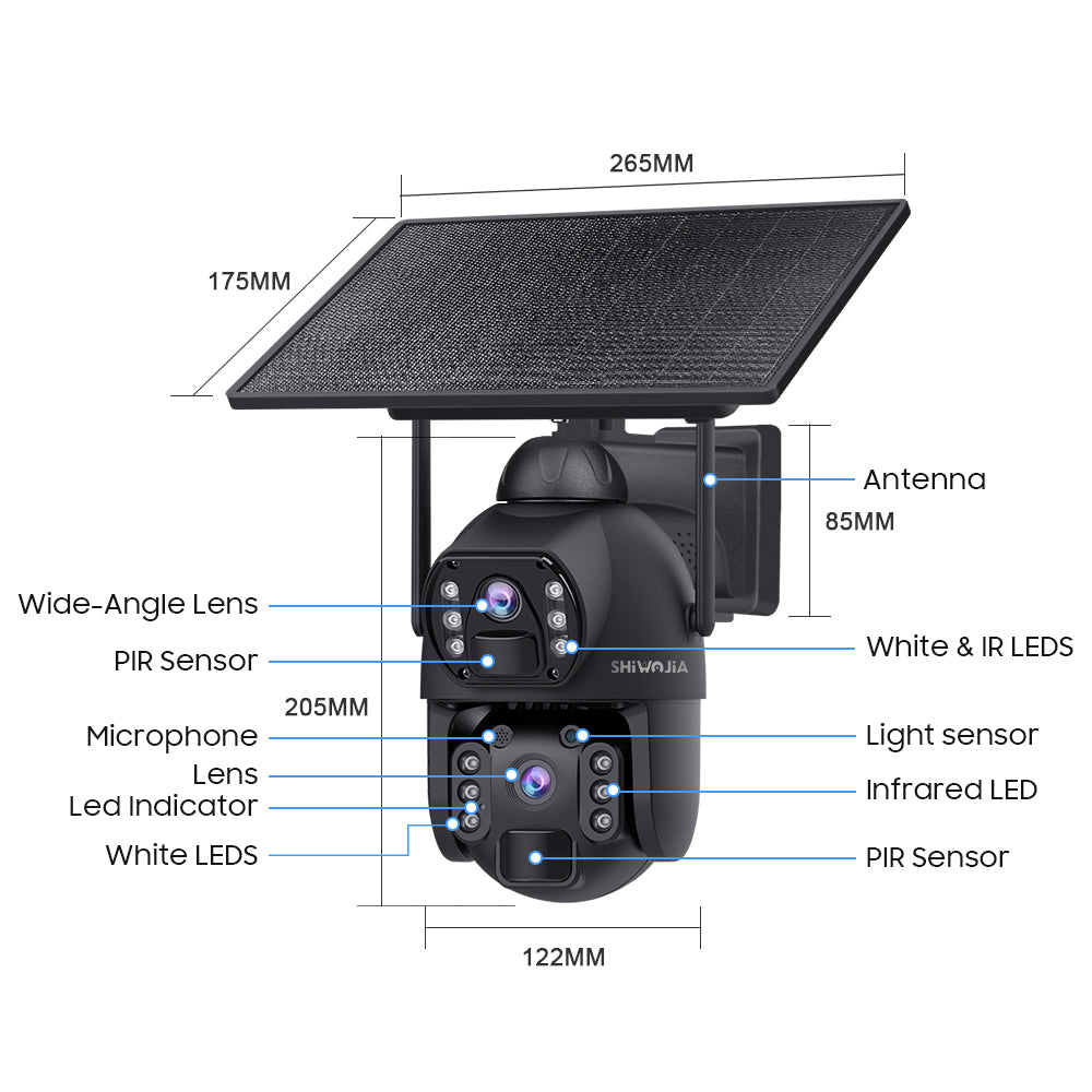 536AOV 24/7 Recording 4G Solar Camera 6MP Wireless WiFi Camera Auto Monitoring 10W Solar panel 20100mAh battery IP66
