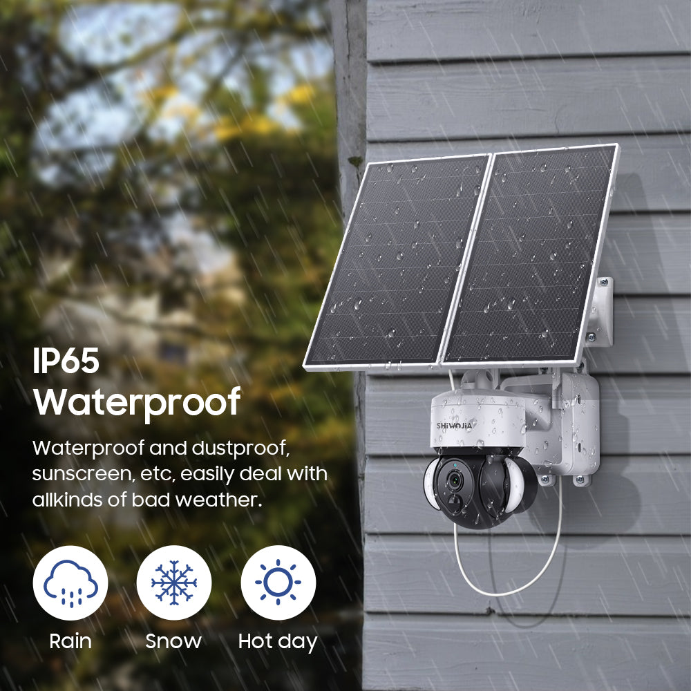 SHIWOJIA 3MP Solar Camera 4G SIM / WIFI Security Outdoor Recording Humanoid Tracking 20W 24/7 hours Solar Battery Floodlight PTZ Camera 