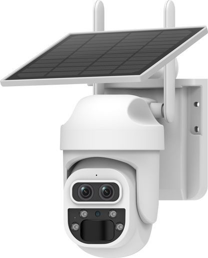 SHIWOJIA 3MP Mini Daul lens Solar Battery PTZ Camera PIR Human Detection Built-in Battery Solar Security Camera Night Vision