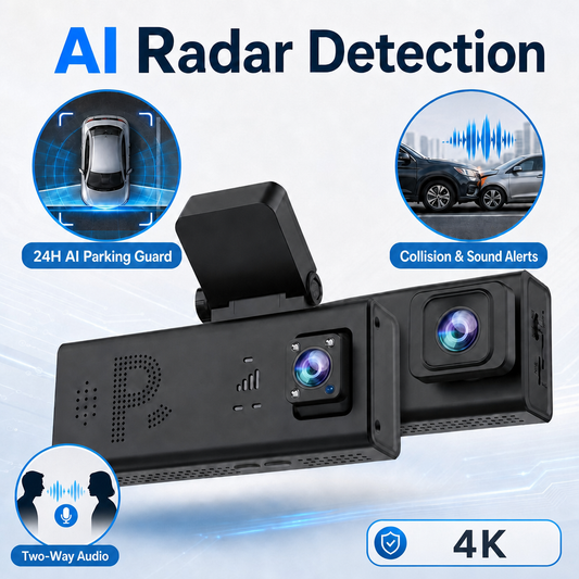 4G AOV Vehicle Security Camera GPS 4K CMOS Dual Lens AI Radar Detection Night Vision 24/7 Parking Monitoring Car Dash