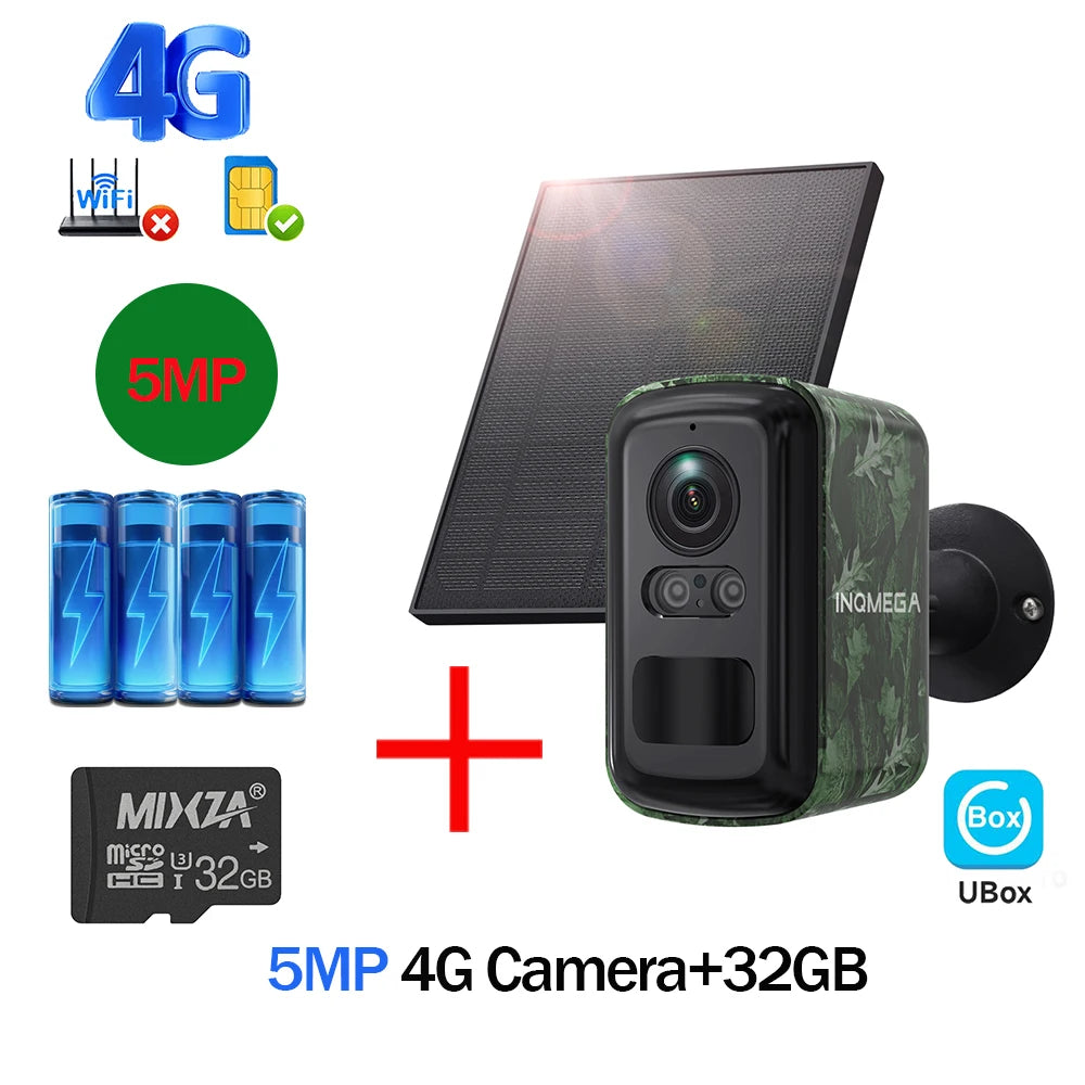 5MP 2K HD 4G Wireless Solar Camera Wifi Outdoor 10000mAh Battery WiFi Security Camera Waterproof PIR Animal Detection in Forest