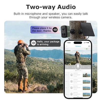 5MP 2K HD 4G Wireless Solar Camera Wifi Outdoor 10000mAh Battery WiFi Security Camera Waterproof PIR Animal Detection in Forest