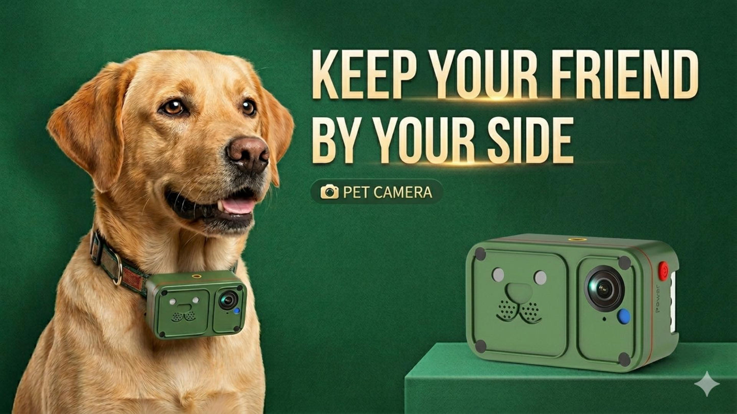 SECTEC Smart Pet Collar Camera 4G LTE GPS Anti-lost Tracker for Pets - HD Wireless Wearable Monitor - Waterproof Outdoor Pet