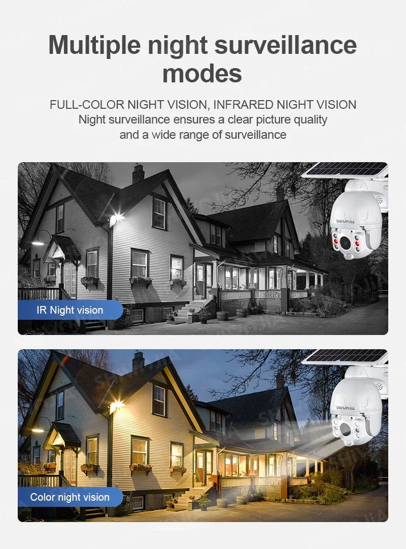 كاميرا لوحة طاقة شمسية إصدار واي فاي PTZ 4X 3MP مراقبة لاسلكية للأمن الخارجي مقاومة للماء CCTV مراقبة المنزل الذكي 