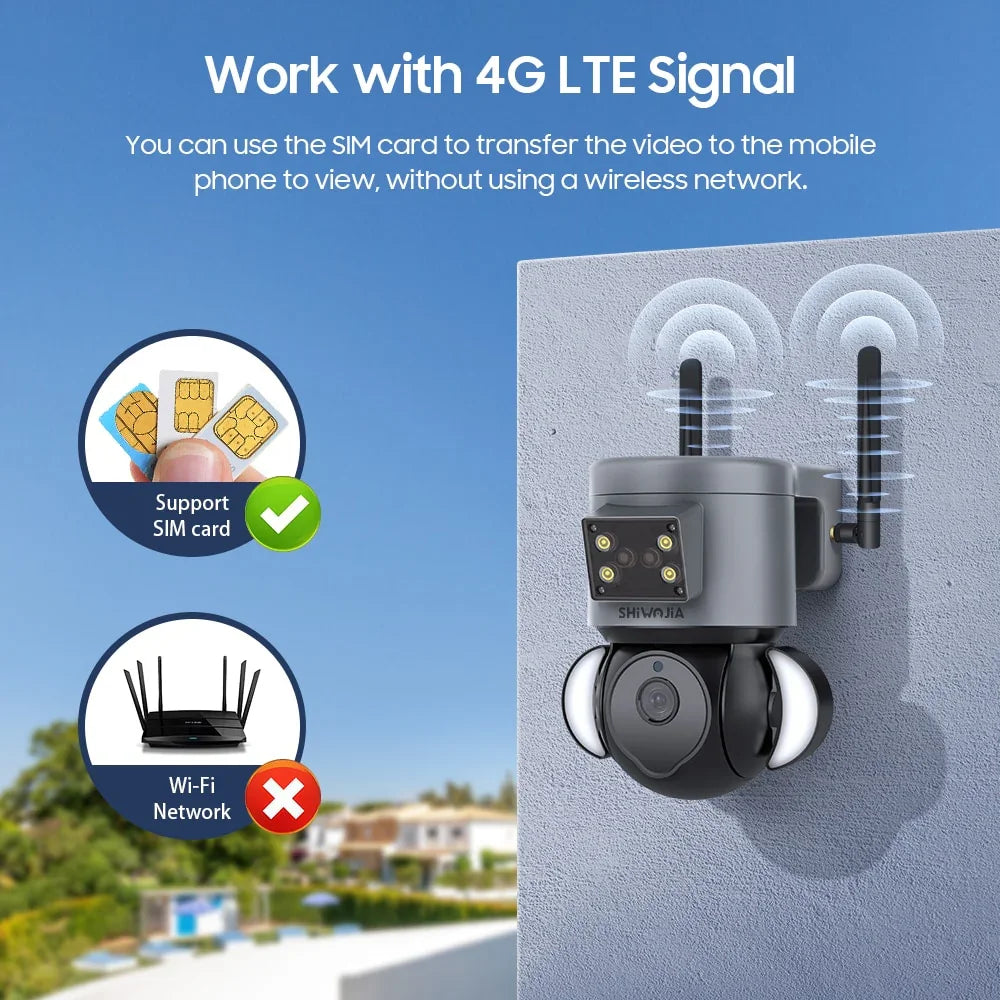 كاميرا مراقبة 5MP 4G SIM Tuya WIFI كاميرا مراقبة مع إنذار صفارة إنذار مضاد للسرقة كاميرات CCTV Alexa Google Motion