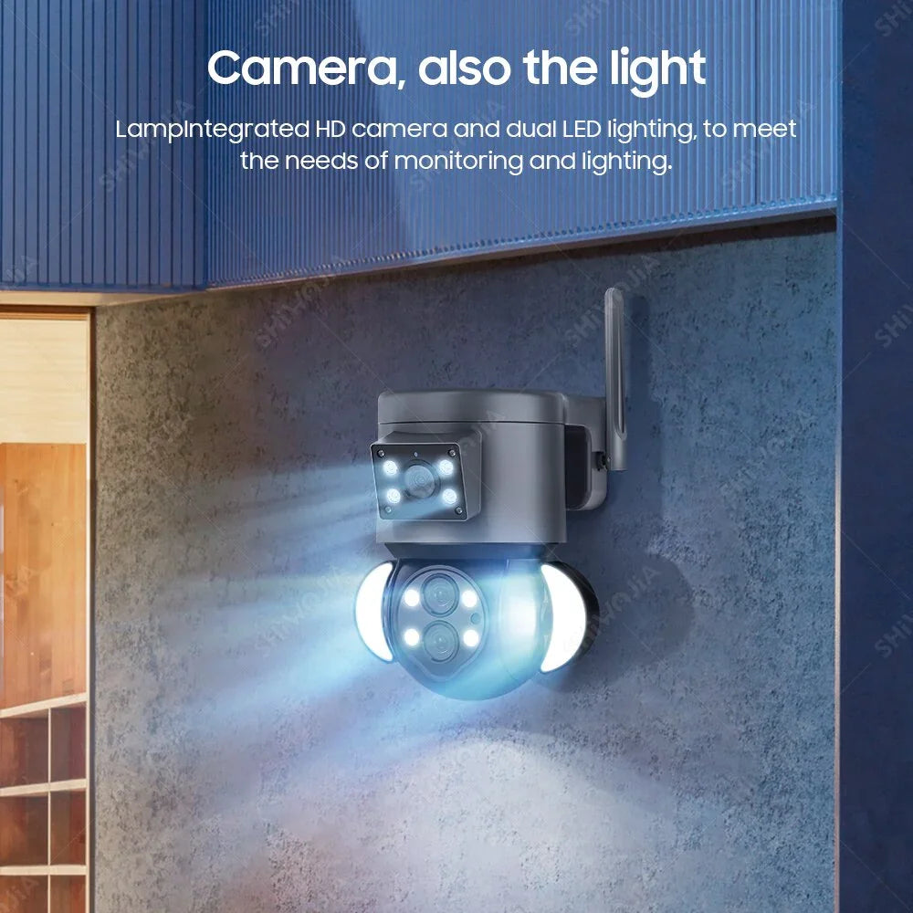 كاميرا واي فاي IP 4MP 10X تكبير حماية أمنية كاميرات مراقبة خارجية كاميرا كشاف تتبع تلقائي AI 